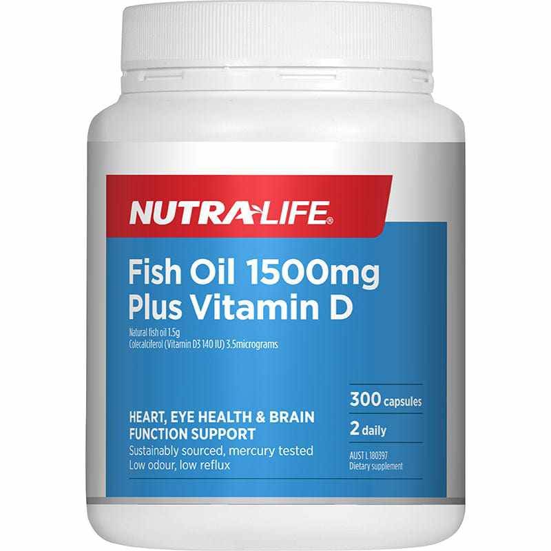 Nutra-Life Fish Oil 1500mg Vitamin D Capsules 300s