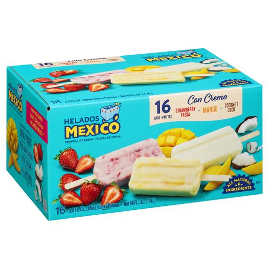 Helados Mexico Premium Strawberry Mango Coconut Ice Cream Bars