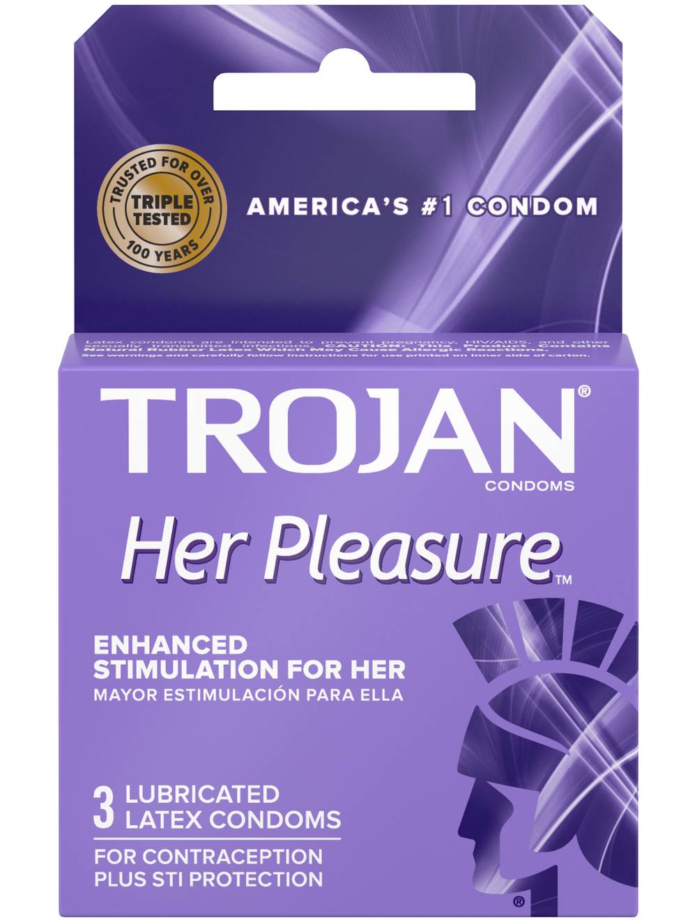 Trojan Her Pleasure Sensations Lubricated Condoms (3 ct)