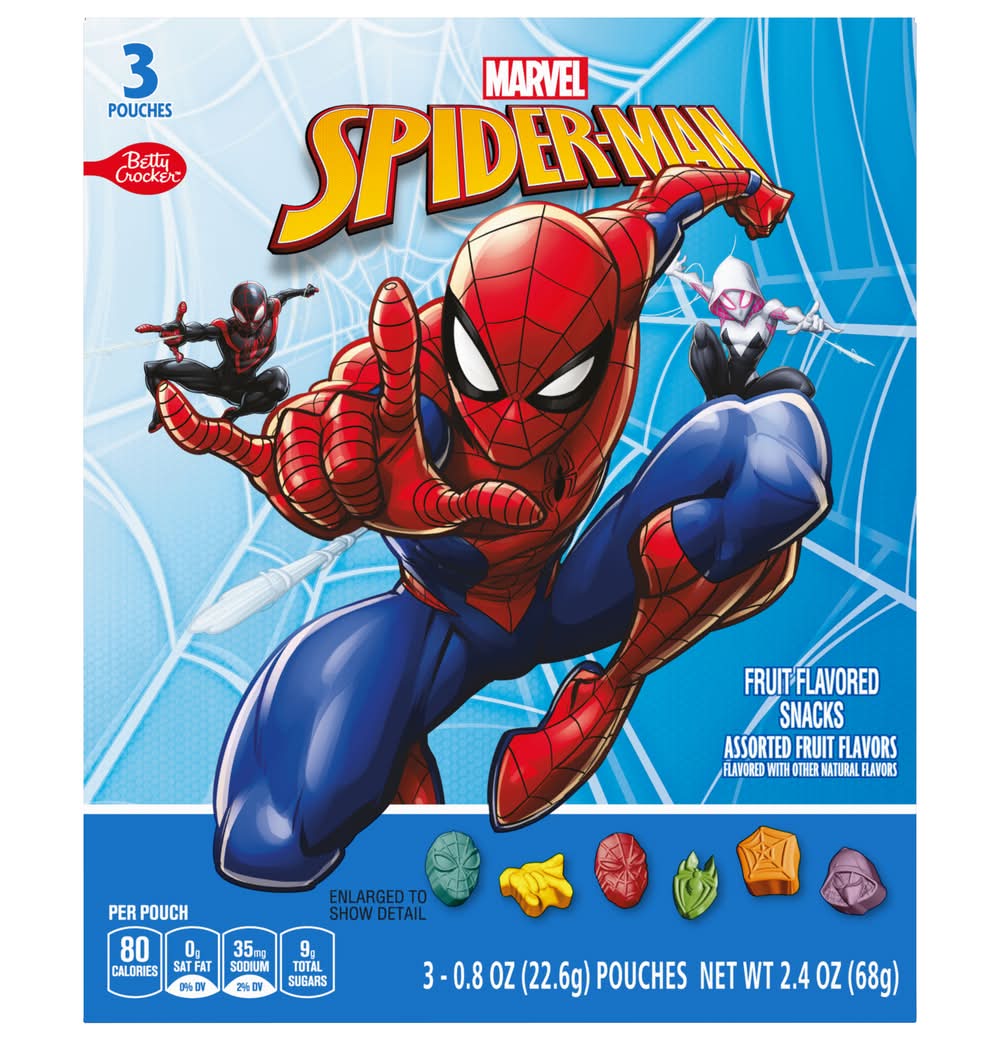 Betty Crocker Spiderman Snacks, Assorted Fruit (2.4 oz, 3 ct)