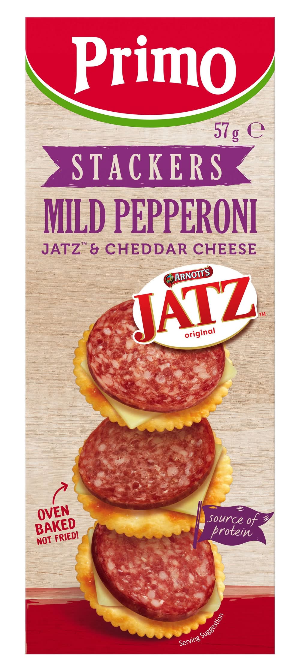 Primo Stackers Mild Pepperoni, Jatz and Cheddar Cheese 57g