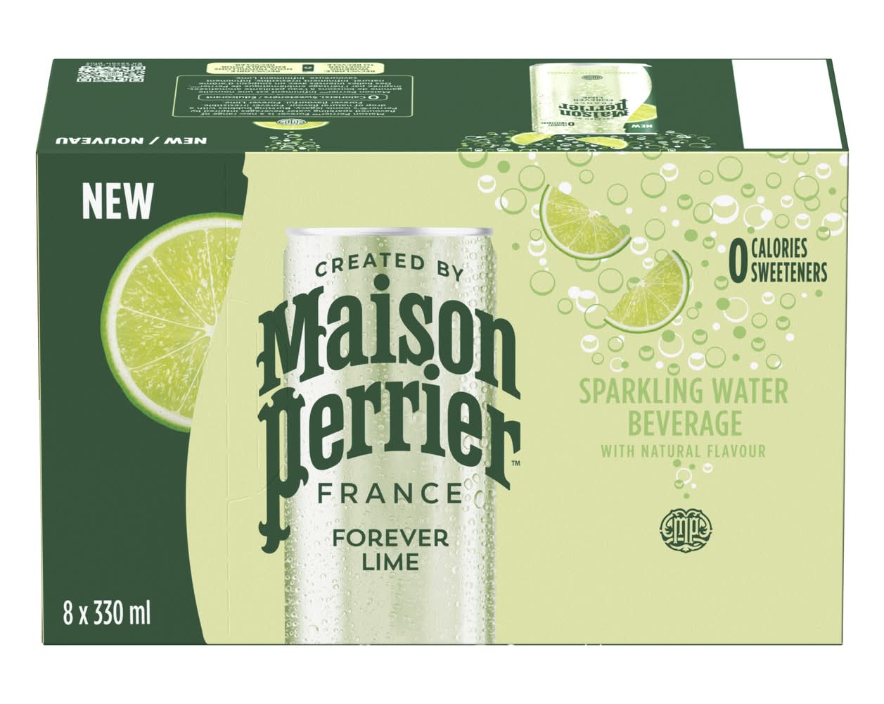 Maison Perrier Sparkling Water, Lime (8 x 330 ml)