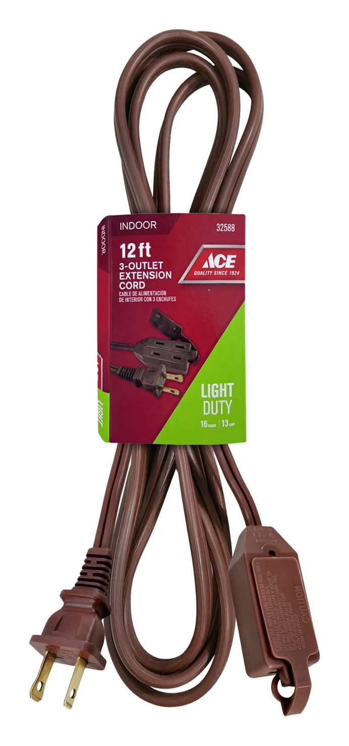 Ace Indoor 12 Ft. L Brown Extension Cord 16/2 Spt-2
