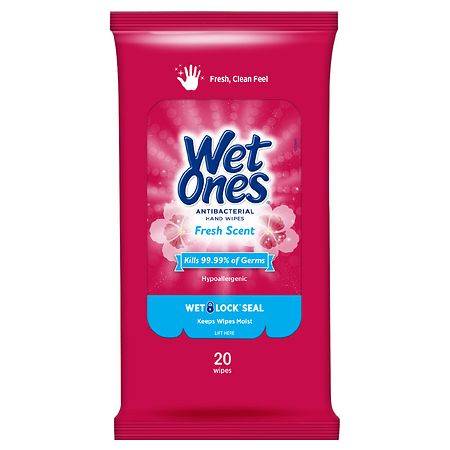 Wet Ones Antibacterial Hand Wipes Travel Pack  Fresh Scent  20 Ct