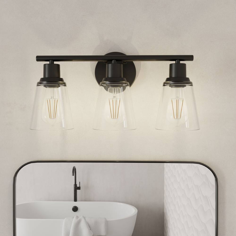 Project Source Reno 18-in 3-Light Matte Black Led, Transitional Vanity Light | VBJ221-3MBK