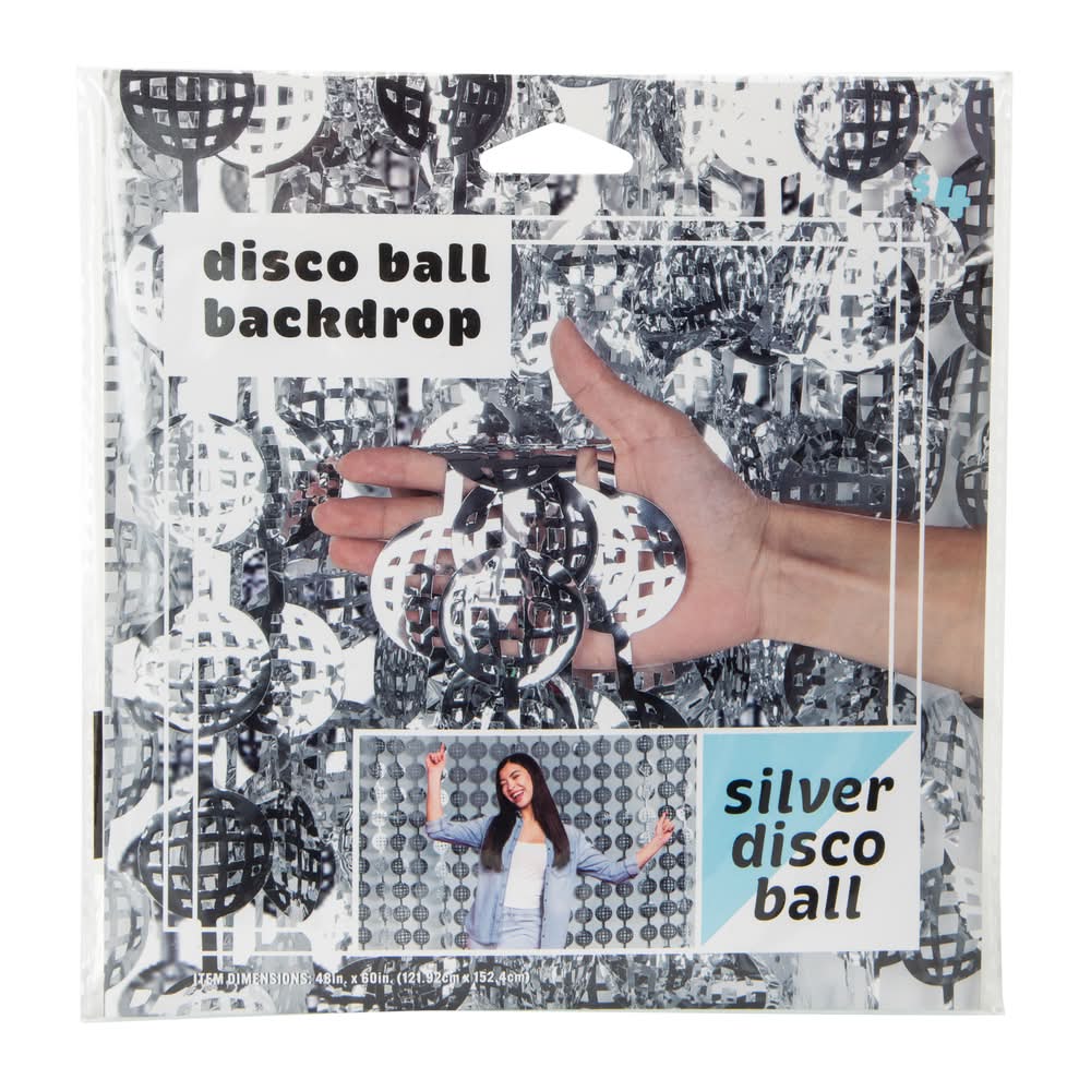 Silver Disco Ball Backdrop 48in x 60in Disco Ball