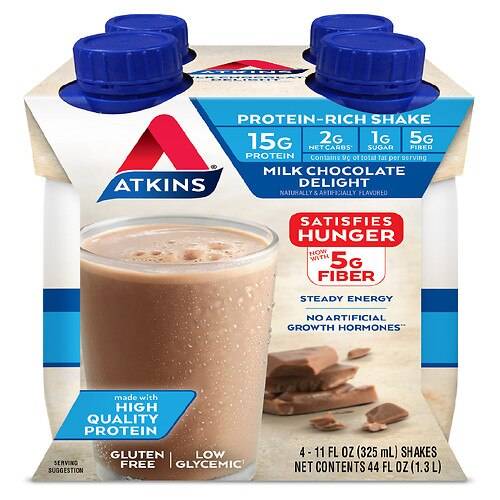 Atkins Advantage Shakes Milk Chocolate Delight - 11.0 fl oz x 4 pack