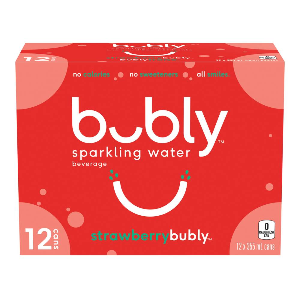 bubly Sparkling Water Strawberry (12 x 355 ml)