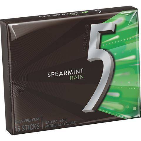 5 Rain Spearmint Sugarfree Gum 15 Count