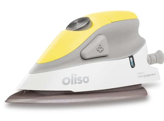Oliso M2pro Mini Project Iron With Solemate Silicone Trivet 1000 W, 7.5x3.7x3.7 in, Butterscotch