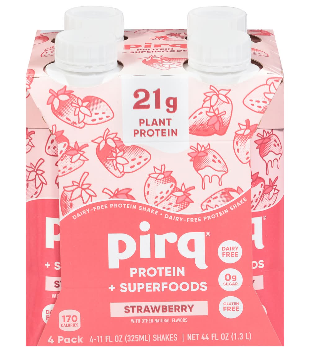 Pirq Plant-Based Very Strawberry Protein Shake (4 x 0.35 qt)