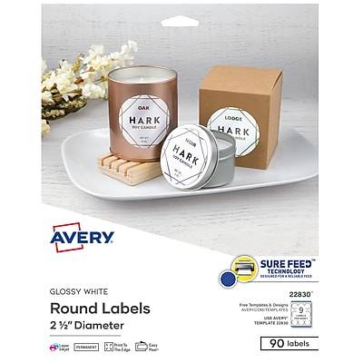 Avery Print-To-The-Edge Inkjet/Laser Labels Glossy White ( 90 ct)