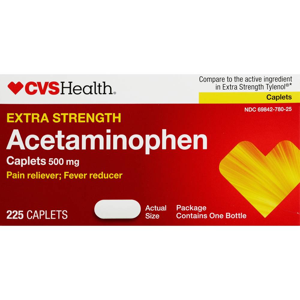 CVS Health Extra Strength Acetaminophen Pain Reliever & Fever Reducer 500 MG Caplets, 225 CT