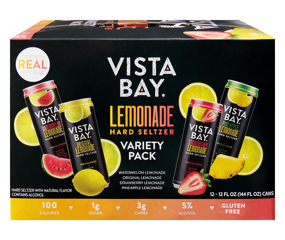 Vista Bay Hard Seltzer Lemonade Variety pack, Assorted (12 x 12 fl oz)
