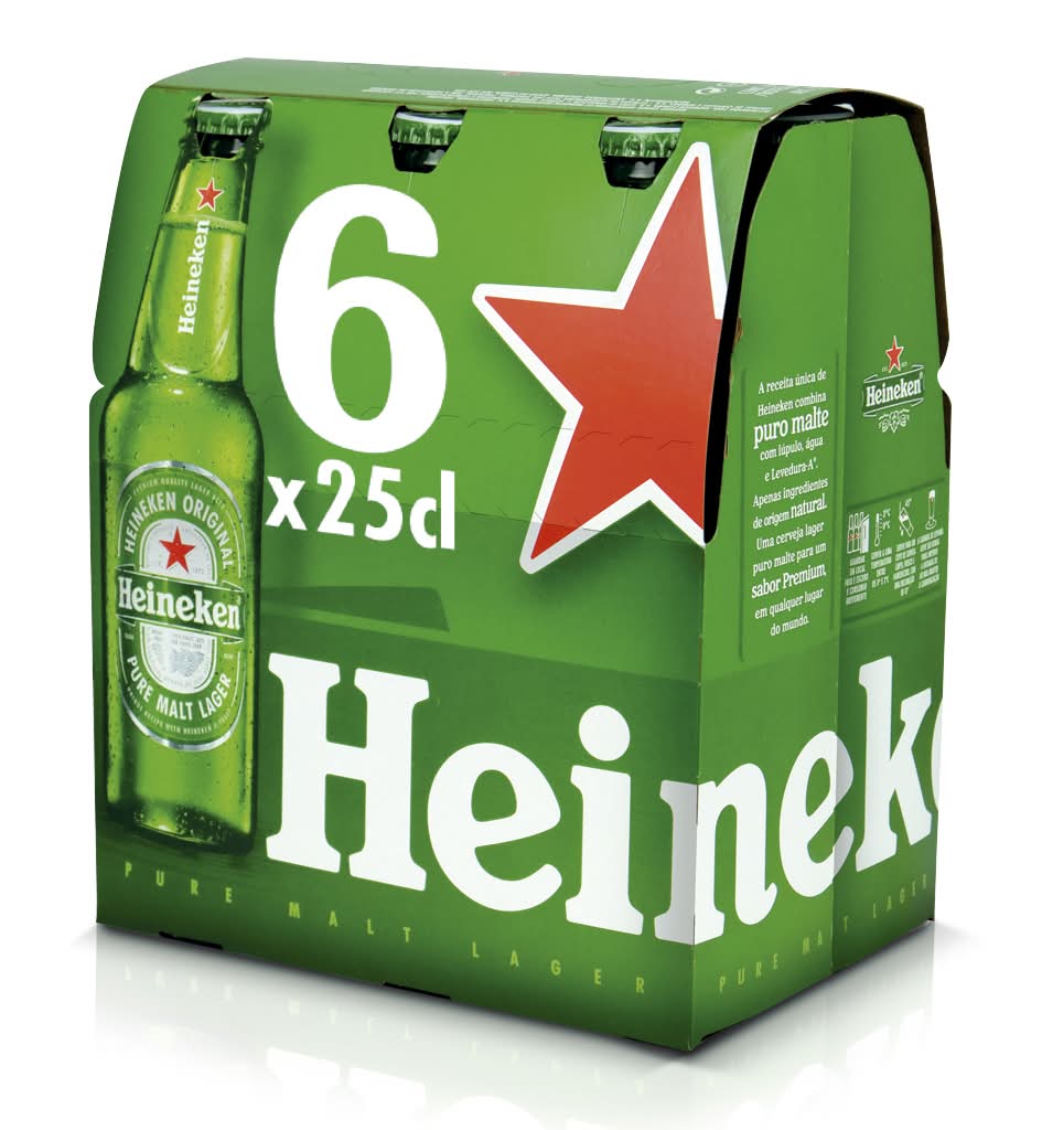 Heineken - Cerveja com álcool, embalagem de 6x0,25 l