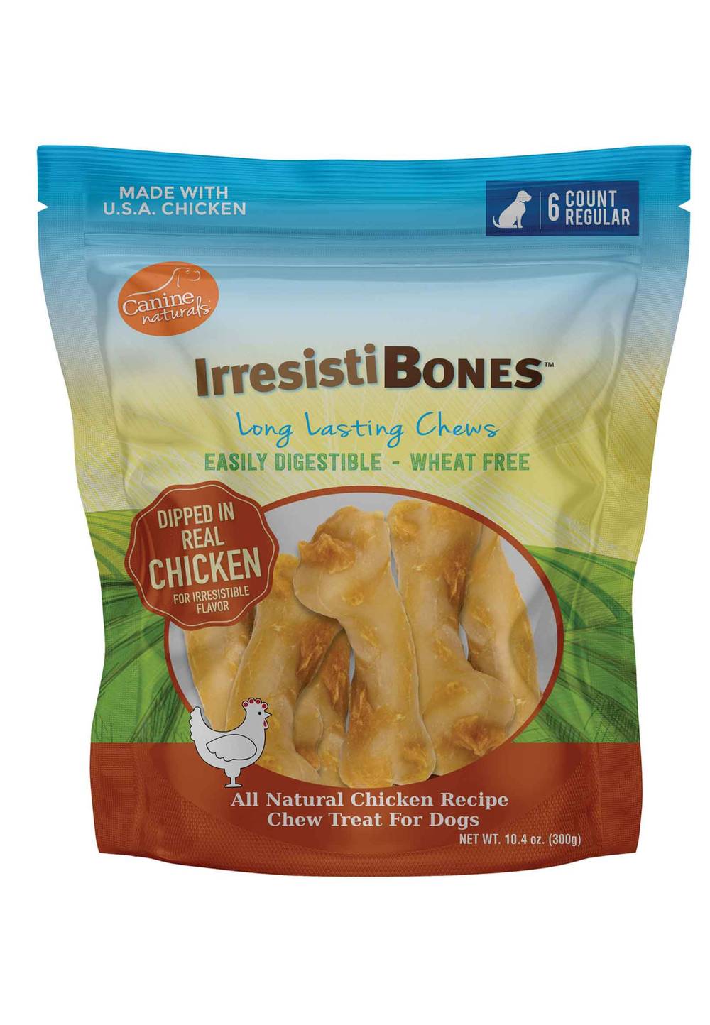 Canine Naturals Irresistibones Chicken Coated Chew Dog Chew, 4.5 Inches, 6 Count