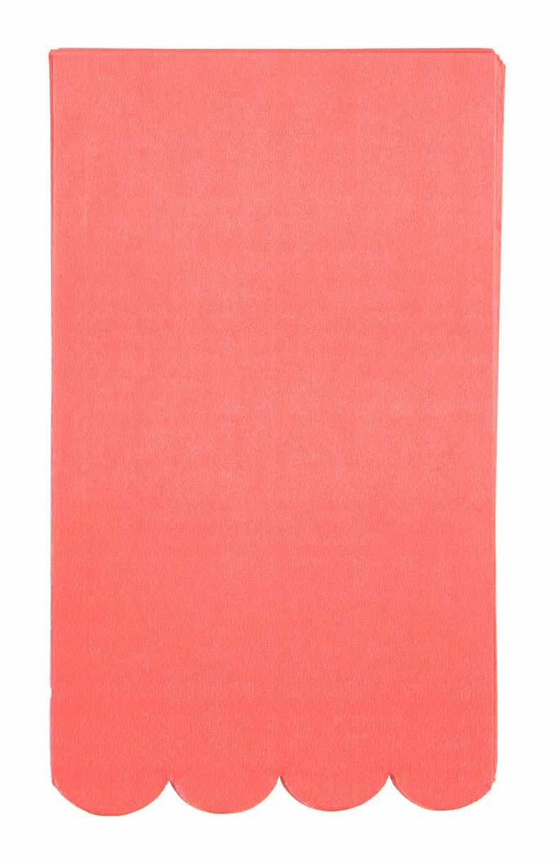 Boho Coral Scalloped Dinner Napkins 16 Ct