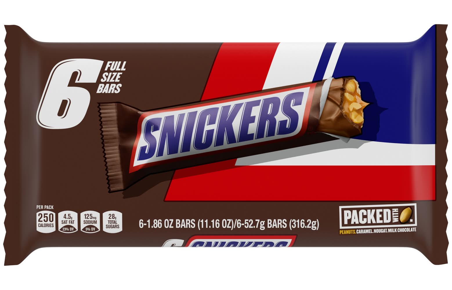 Snickers Candy Bars, Chocolate (6 x 1.86 oz)
