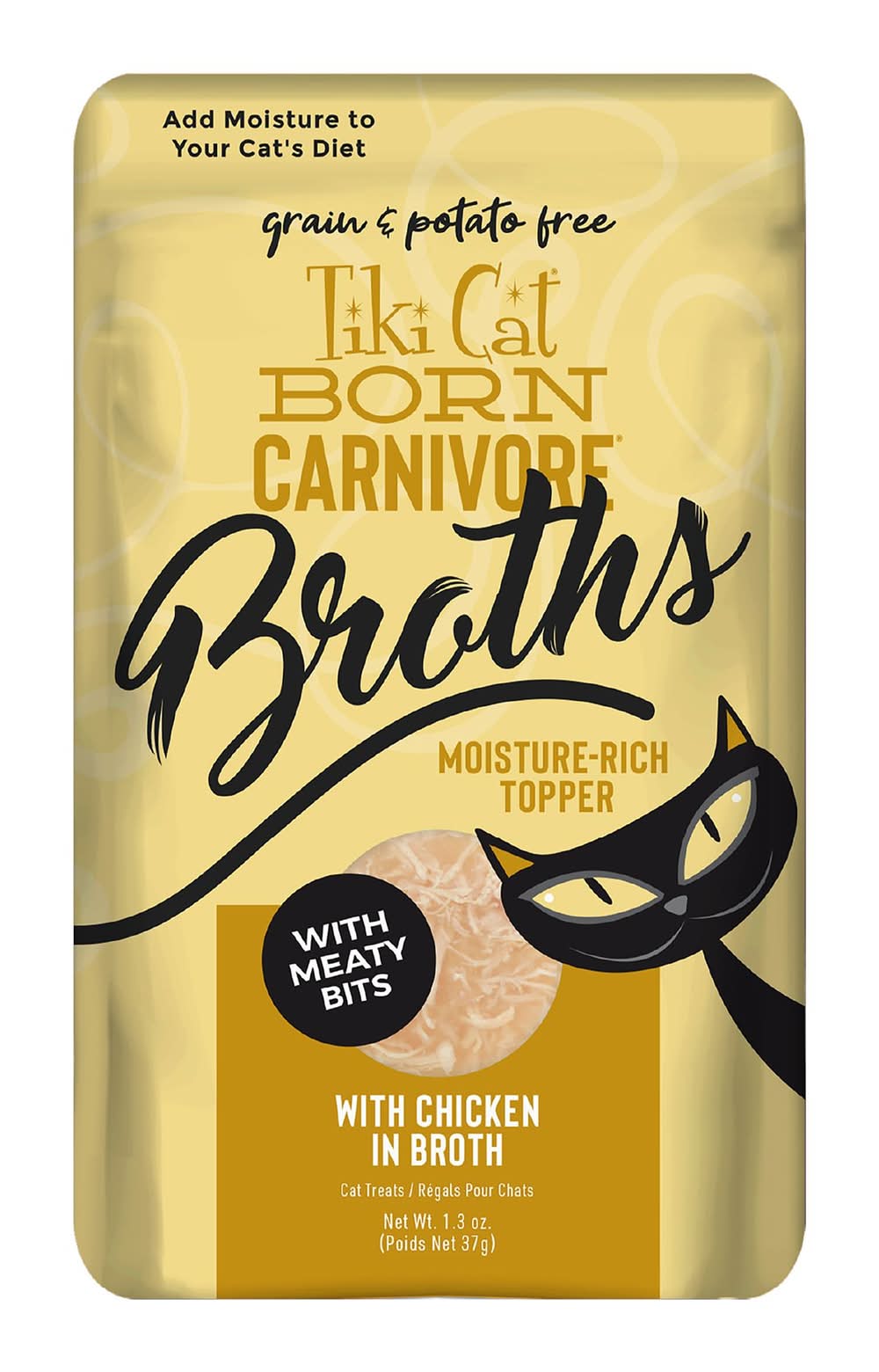 Tiki Cat® Born Carnivore® Broths Wet Cat Food Topper - Non-GMO, Grain Free, 1.3oz (Flavor: Chicken, Size: 1.3 Oz)