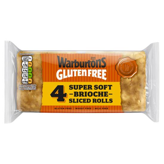 Warburtons Gluten Free 4 Soft Sliced Brioche Rolls