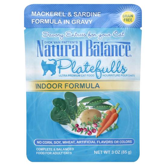 Natural Balance Platefulls Indoor Formula Mackarel & Sardine Formula in Gravy Adult Cat Food