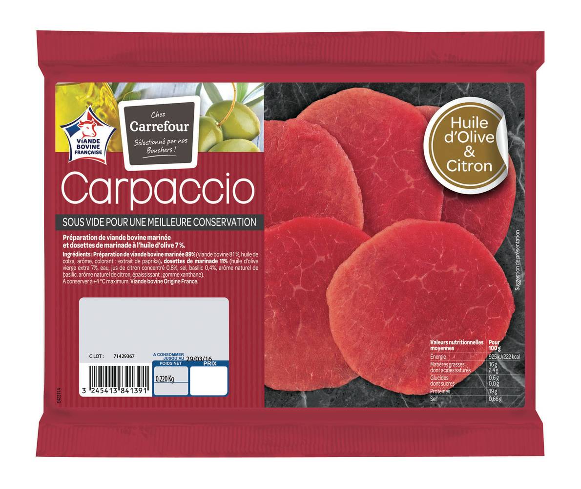 Carrefour - Carpaccio de boeuf huile olive citron