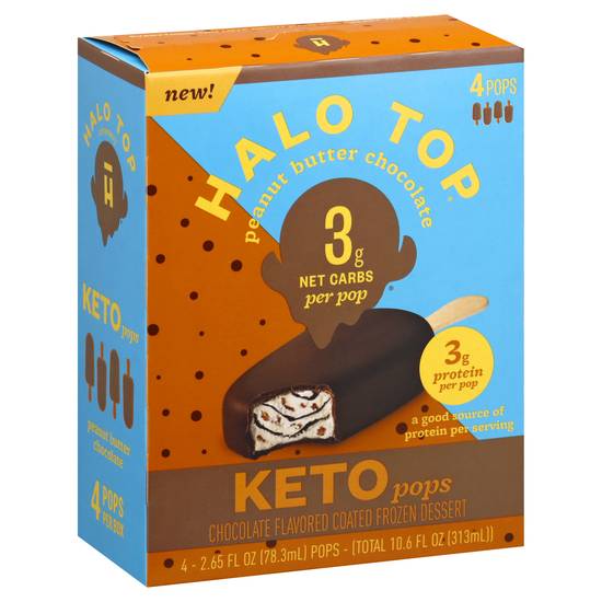 Halo Top Keto Peanut Butter Chocolate Pops (4 x 2.7 fl oz)