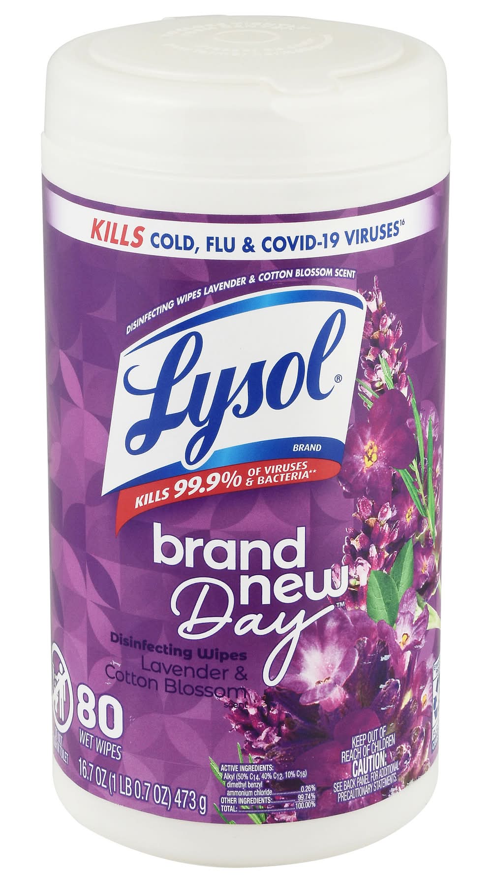 Lysol New Day Disinfecting Wipes, Lavender & Cotton Blossom (16.7 oz, 80 ct)