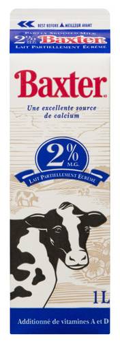 Baxter lait partiellement écrémé 2% m.g. - partly skimmed milk 2% m.f. (1 l)