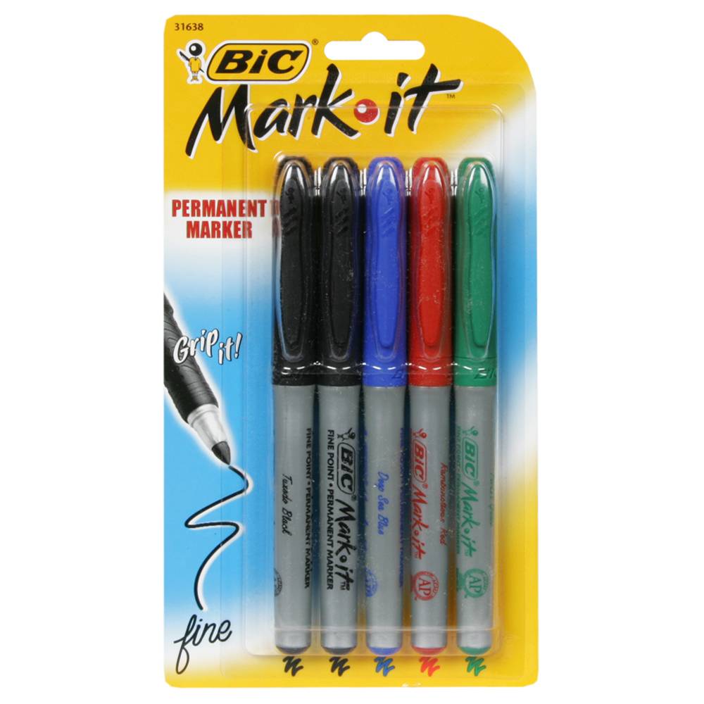 Bic Mark It Grip It Fine Permanent Marker (5 ct)