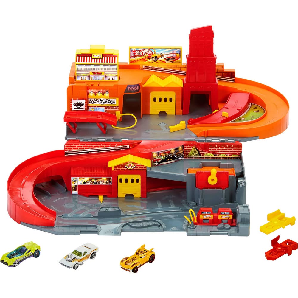 Hot Wheels City Sto & Go Refresh Toy Vehicle Playset 3+ Years (6 ct)