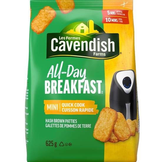 Cavendish farms all-day breakfast cuisson rapide (300 g) - mini quick cook patties (625 g)