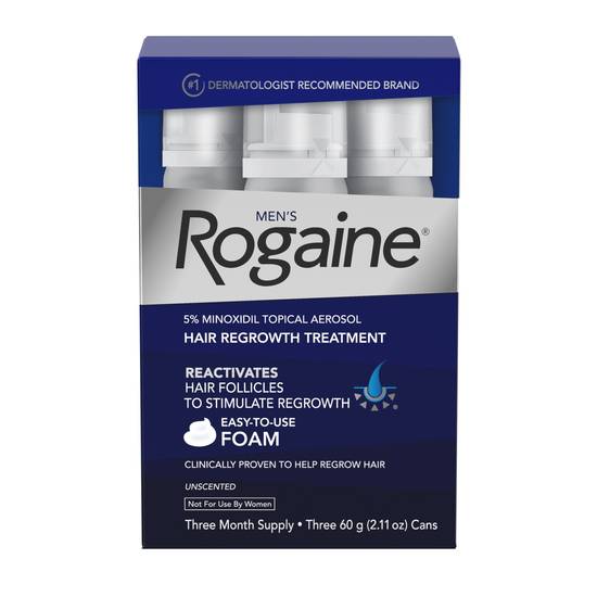 Rogaine Men's 5% Minoxidil Foam for Hair Regrowth, 3 Month Supply