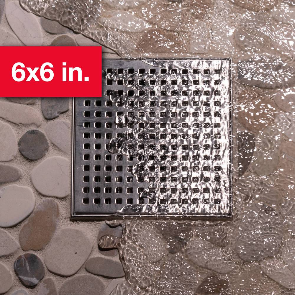 Oatey Vivante 6-in Stainless Steel Square Shower Drain with Square Pattern | VT2060