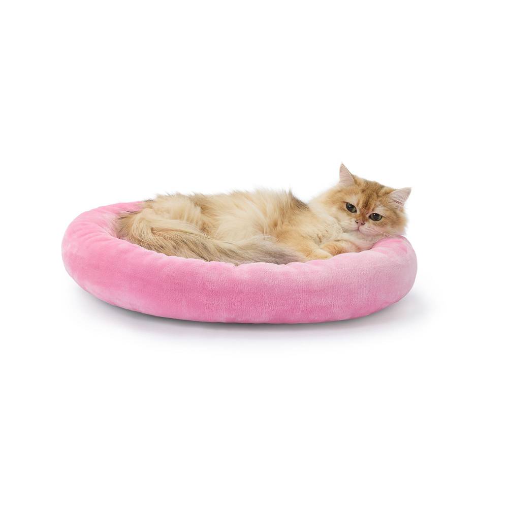 Whisker City® Bolster Cat Bed (Color: Pink, Size: 20\"L X 17\"W X 3\"H)