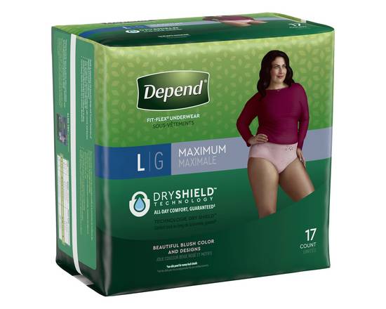 Depend · Maximum Absorbency Blush Color L Underwear for Women (17 ct)