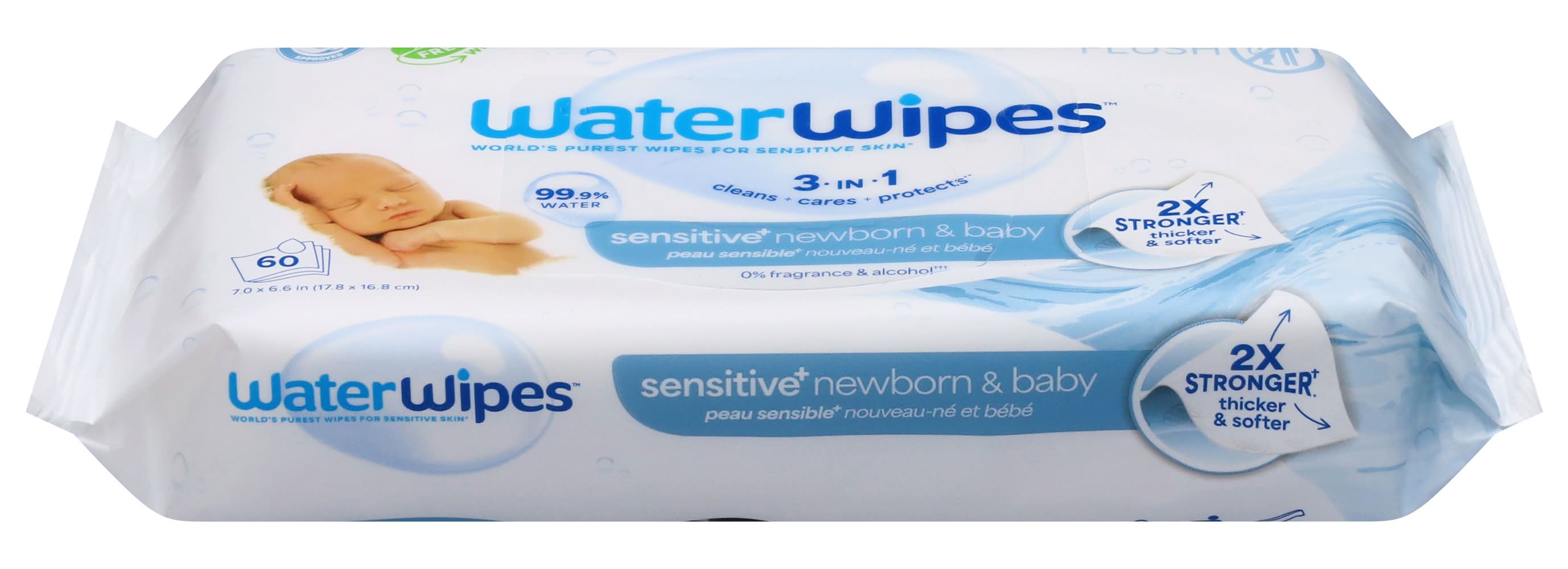 WaterWipes 3-In-1 Sensitive+ Newborn & Baby Wipes (60 ct)