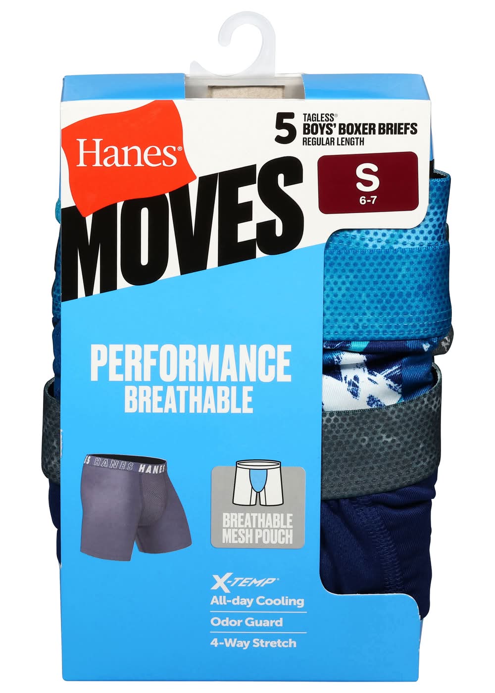 Hanes Boys' Breathable Mesh Boxer Brief Underwear, S, Assorted (5 ct)