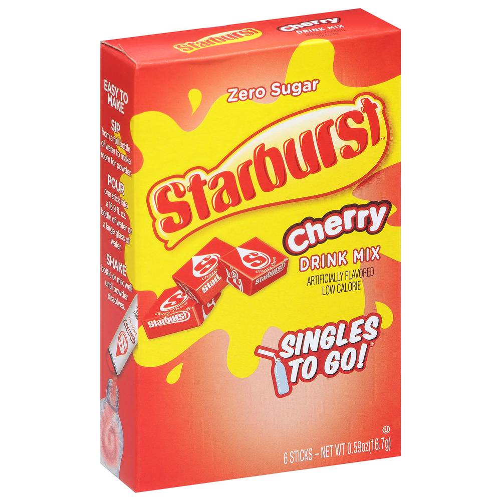 Starburst Zero Sugar Cherry Drink Mix (0.59 oz, 6 ct)