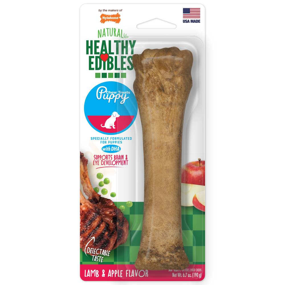 Nylabone Healthy Edibles Puppy Animal Shaped Dog Chew Treats, Lamb, Apple (6.7 oz)