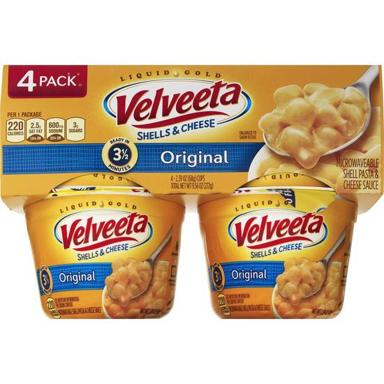 Velveeta Original Microwaveable Shells & Cheese Sauce, 4 ct, 9.56 oz