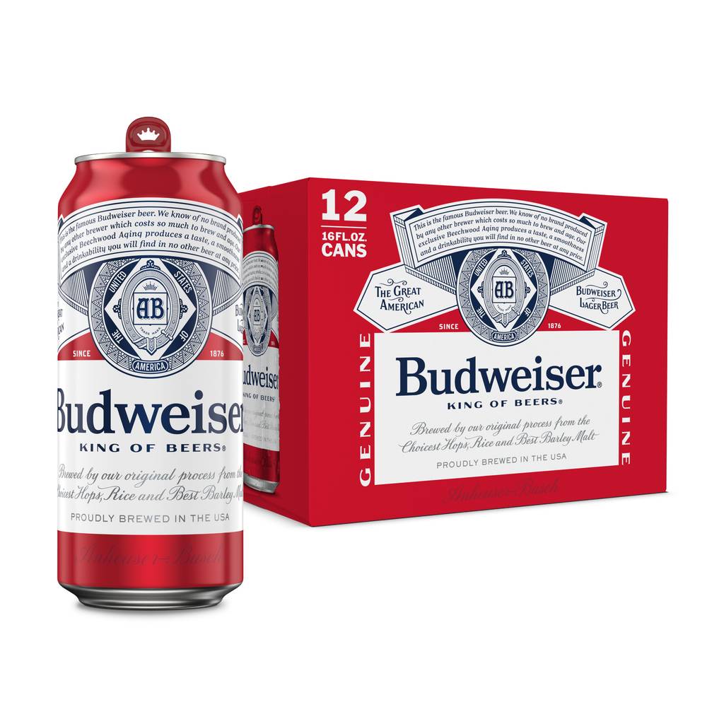 Budweiser King Of Beers Domestic Lager Beer (12 ct, 16 fl oz)