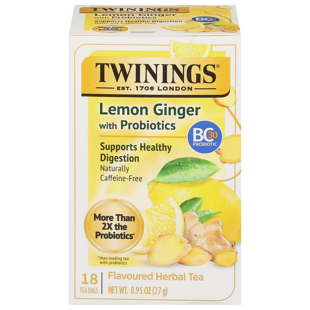 Twinings Probiotics Herbal Tea, Lemon-Ginger (0.05 oz, 18 ct)