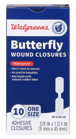 Walgreens Butterfly Wound Closures, 3/8Inx1 3/4In (10 ct)