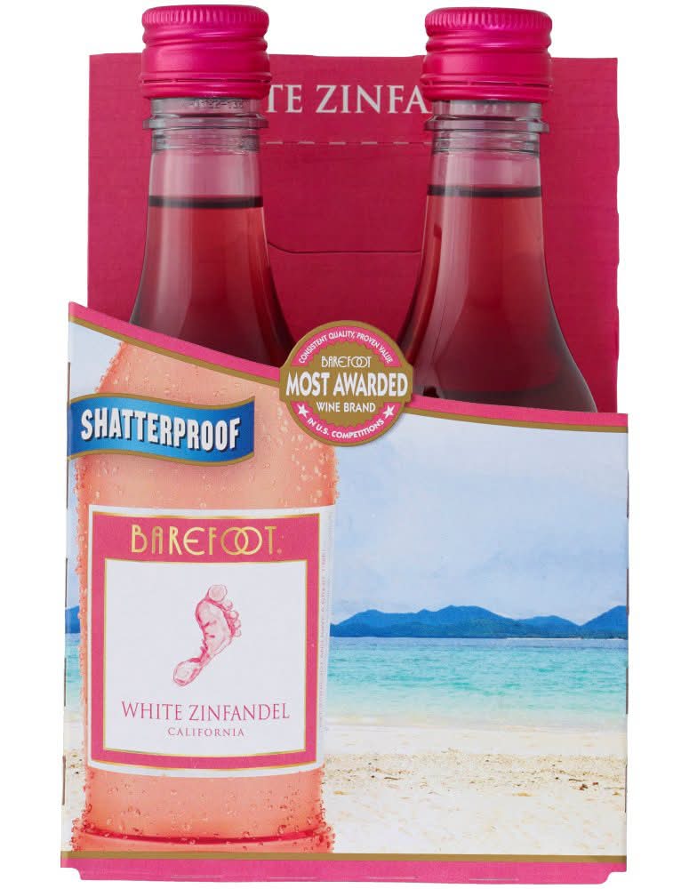 Barefoot Wine California White Zinfandel Wine (4 x 187 ml)