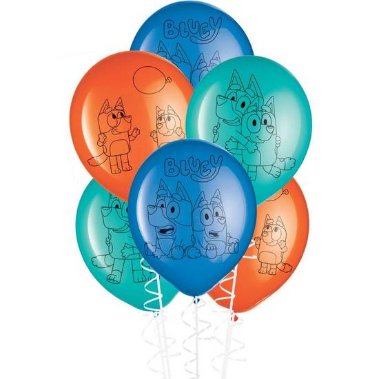 Uninflated 6ct, 12in, Bluey Latex Balloons