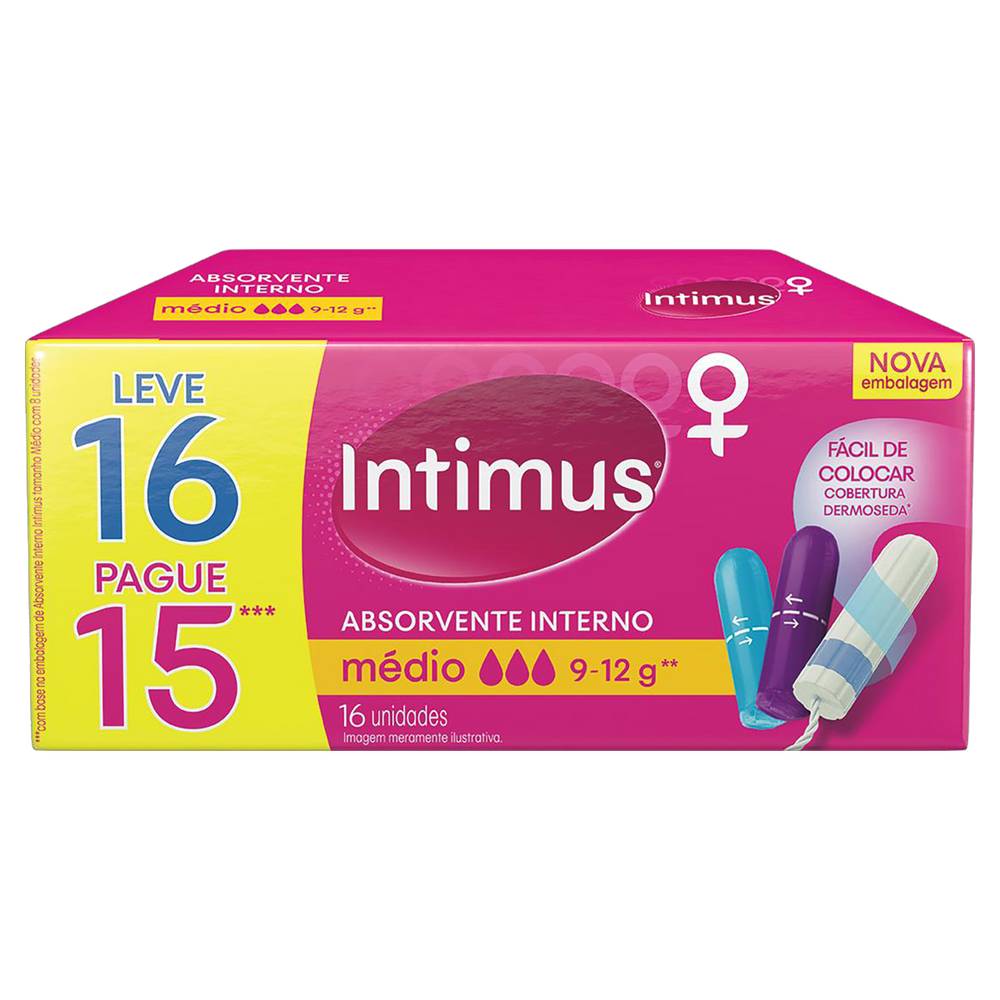 Intimus · Absorvente interno descartável - M (16 un)