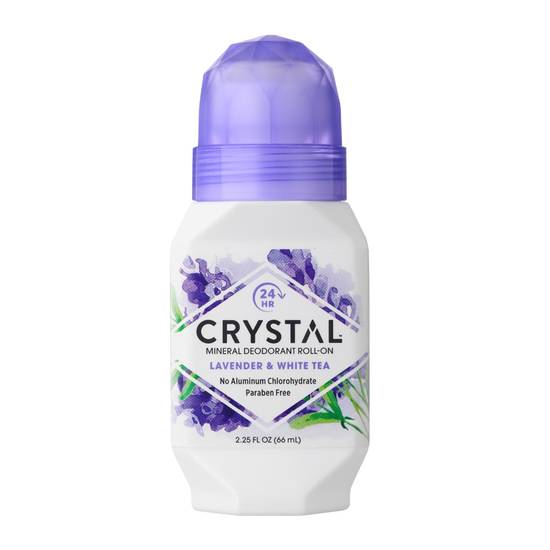 Crystal 24-Hour Mineral Roll-on Deodorant, Lavender & White Tea, 2.25 OZ