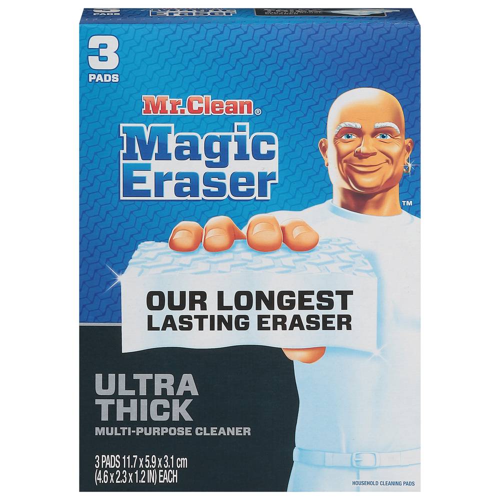 Mr. Clean Ultra Thick Multi Purpose Cleaner Magic Eraser, 11.7x5.9x3.1CM, 4.6x2.3x1.2In (3 ct)