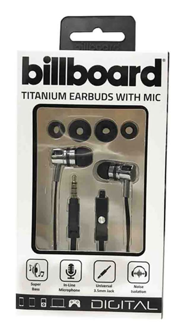 Billboard Titanium Earbud With Mic Assorted